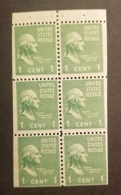 US Scott 804b 1c George Washington Stamp Booklet Pane MNH OG Mint Unused z3781 - Image 1 of 2