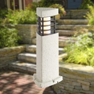Modern 50cm Grey Stone Effect LED Outdoor IP44 Post Bollard Light Driveway Lamp