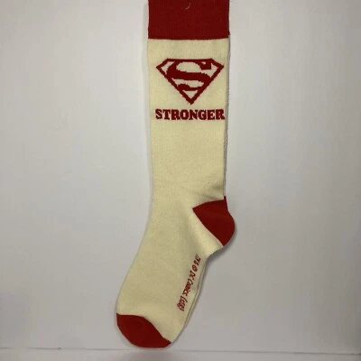 DC Comics Superman Stronger Cream And Red Colored Socks New Without Tags - Image 1 of 4