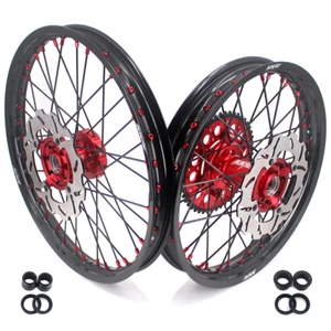 KKE 21/19 Dirt Bike Wheels Rims fit Suzuki RMZ250 2007-2018 RMZ450 2005-2017 Red - Bild 1 von 12