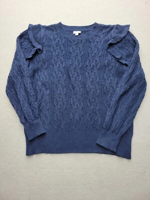 Suéter Crown & Ivy para mujer XXL azul pulóver mezcla de algodón liso Foto 1 de 4