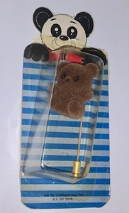 NEW 1980's Hai Tai Itsy Bitsy Brown Flocked Teddy Bear Stick Pin in Orig. Pack - Picture 1 of 5