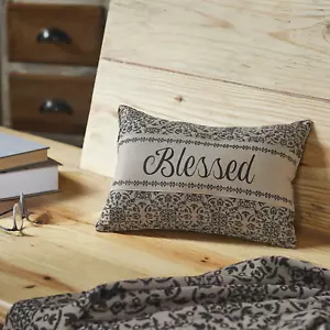 Custom House Black Tan Jacquard Blessed Pillow 9.5x14 - Picture 1 of 6