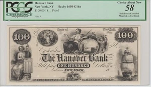 HANOVER BANK $100 PROOF RARE HAXBY SENC/ EX SHINGOETHE /STACKS 2015 SALE $4,112 - Picture 1 of 1