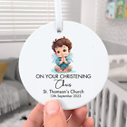 Personalised Christening Baptism Day Angel Ornament Gift for Baby Boys (c)