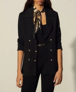 Sandro Paris Women's Cardigan Size 2 / M With Three Jewelled Buttons SFPCA00321 - Picture 1 of 9