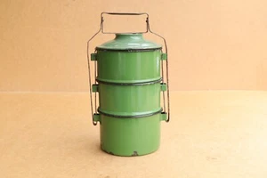 Vintage Enamelware Food Lunch Box Mess Kit Kitchenware Soviet Era 1958 Marked - Picture 1 of 12