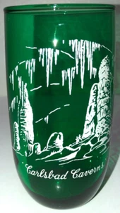 Vintage Anchor Hocking Glass Roly Poly Tumbler Forest Green Carlsbad Caverns 5" - Picture 1 of 6