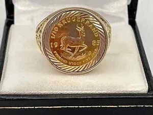 Without Stone Krugerand Men's & Women's Vintage Band Ring 14K Yellow Gold Plated - Picture 1 of 5