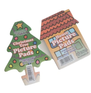 Christmas tree & House picture pads cute notes xmas present arts crafts - Picture 1 of 6