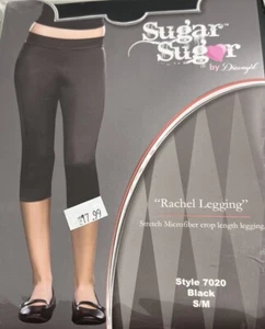 Sugar Sugar by DreamGirl Junior Crop Rachel Leggings Black Size S/M 3-9 - Picture 1 of 6