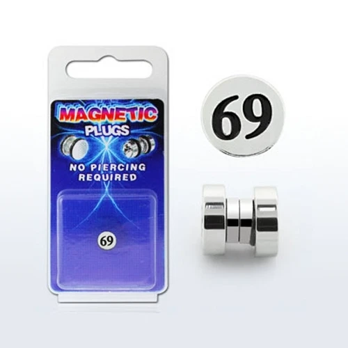 Magnete Falso Plug 69 Orecchini Chiusura a Farfalla Argento Orecchini Hip Ø 8mm - Immagine 1 di 1