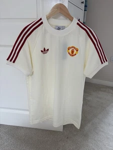 Manchester United Adidas Originals Classic 3 Stripes T-Shirt Weiß Herren Medium » - Bild 1 von 4