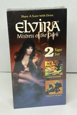 Elvira Mistress of Dark 2 VHS Tape Set Hideous Sun Demon, Missile to the Moon - Image 1 of 4