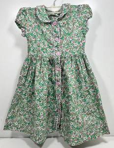 Rachel Riley Mädchen Kleid 5Y Blumenmuster Plissee Kragen Grün Baumwolle - Bild 1 von 6