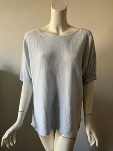 Suéter Tejido Eileen Fisher MUJER Azul Claro Lino Orgánico Cuello Barco Top 2X - Imagen 1 de 5