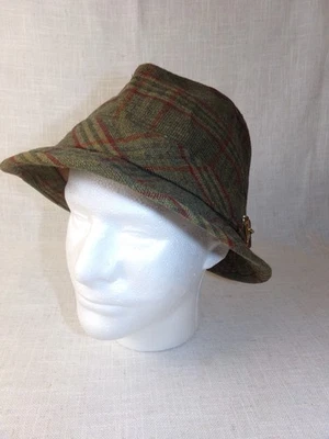 Sombrero a cuadros Fedora vintage con acento de hebilla para hombre talla 7 5/8 Foto 1 de 4