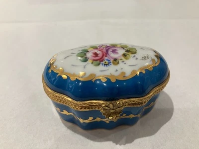 Limoges France Goumot-Labesse Hinged Trinket Box Hand Painted Signed COR - Image 1 of 4