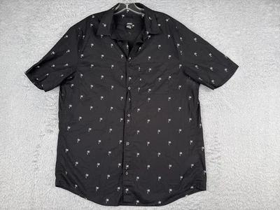 H&M Shirt Adult Large Black Palm Tree Button Up 100% Cotton Pocket Hawaiian READ - Image 1 of 4