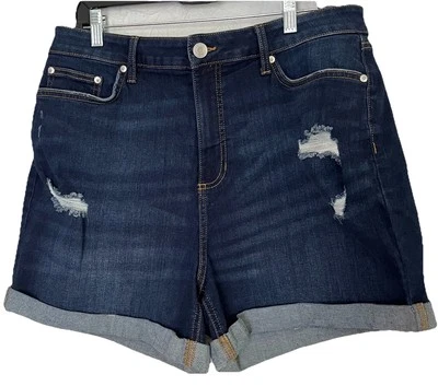 Pantalones cortos de mezclilla Lauren Conrad talla 16 para mujer pantalones cortos de jean desgastados bolsillos con puños Foto 1 de 4