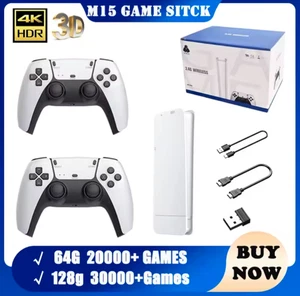 M15 4K Pro Retro Game Stick 64GB 20000+ Games Wireless Console HDMI PS1 GBA - Picture 1 of 6