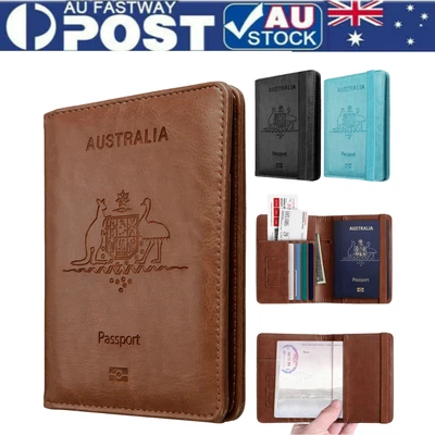Travel Passport ID Card Wallet Holder Cover RFID Blocking Leather Purse Case AU - image 1 of 4