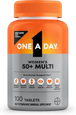 One A Day Women 50+ comprimidos multivitamínicos con D, C, E, zinc y biotina, 100 unidades Foto 1 de 4