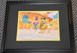 Animación de producción de Picapiedra de la década de 1980 Cel of Fred & Wilma con sello HB y certificado de autenticidad - Imagen 1 de 4