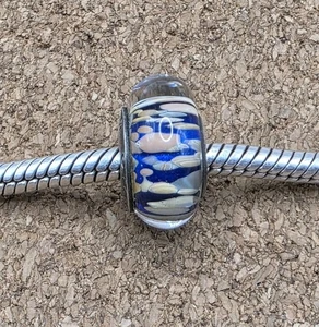 Authentic 925 Sterling Silver Sunset Clouds European Glass Murano Charm Bead - Picture 1 of 2