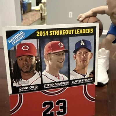 2015 Topps Heritage - Líderes de la Liga Clayton Kershaw, Strasburg, Cueto #225 Foto 1 de 2