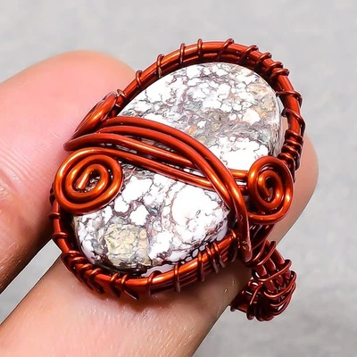 Bague bijoux en cuivre 8" SR 829 en pierre précieuse cheval sauvage cadeau et... - Photo 1/4