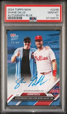 Autógrafo de Shane Gillis Topps Now #224B 2024 - azul PSA 10 Foto 1 de 2