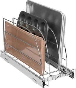 Pull Out Organizer for Cookie Sheet, Cutting Board, Bakeware, and Tray, Sliding - Picture 1 of 9