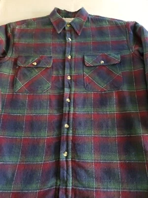 Cambridge Button Shirt Blue Plaid Long Sleeve Fleece Lined Medium. ￼ - Image 1 of 4