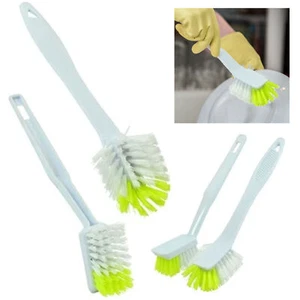 4 Pc Cleaning Brush Set Dish Scrubber Handle Vegetable Scrub Wash Assorted 10" - Picture 1 of 1