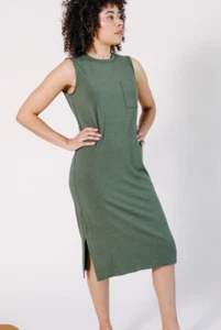 POPLINEN Sophie Tank Jersey Dress - Moss green midi length size XS - Picture 1 of 9