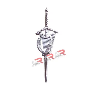 New Irish Harp kilt Pin 4" Highland Chrome Finish Scottish Kilt Pins Brass AAR - Picture 1 of 7