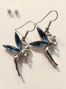 Pendientes Hada Campana Estrás Azul Cristal Estrás Alas Brillantes Nuevos - Imagen 1 de 3