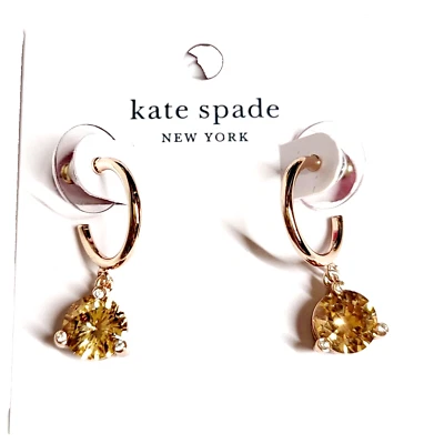 Pendientes Huggie Kate Spade Rise and Shine Drop Colorado Claro Bronce Marrón Nuevos con Etiquetas Foto 1 de 4