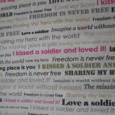 Cotton Quilt Fabric US Military Branch Design Love a Soldier 26" Craft Material - Image 1 of 3