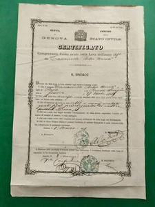 CERTIFICATO LEVA MILITARE 1870, GENOVA - Foto 1 di 5