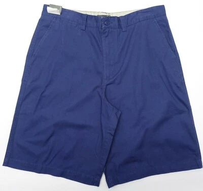 Pantalones Cortos Informales Covington Hombres 36 Harbor Sarga Algodón Bolsillos Cortados Frente Plano Azul Foto 1 de 2