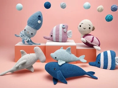 HANDMADE JOY Sea Creatures Crochet Pattern PDF - Amigurumi Instructions for Dolphin, Octopus,