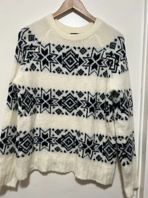 Suéter a Rayas J Crew Fair Isle M Bebé/Marfil Pullover Mezcla Lana Foto 1 de 4
