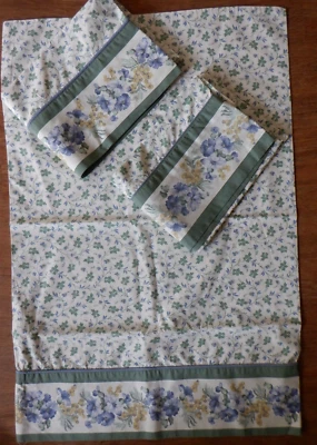 Laura Ashley "Josephine" Green Blue Pillowcases  (3) ~ VGUC - Image 1 of 3