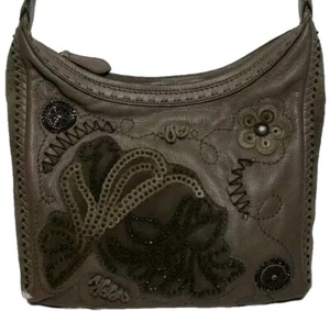 BRIGHTON PATINA CROSSBODY RARE LEATHER APPLIQUE EMBELLISHED MASTERPIECE COL.$535 - Picture 1 of 13