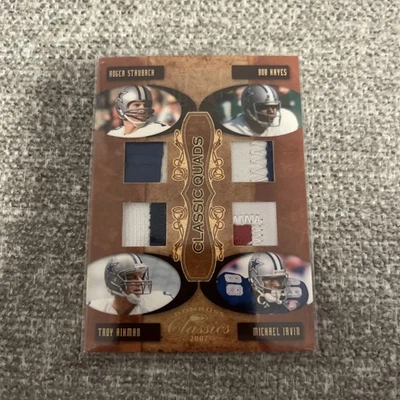 2007 Donruss Classics Классические Квадроциклы Staubach, Aikman, Hayes, Irvin 1/1 Игровое Ношение - Изображение 1 из 2