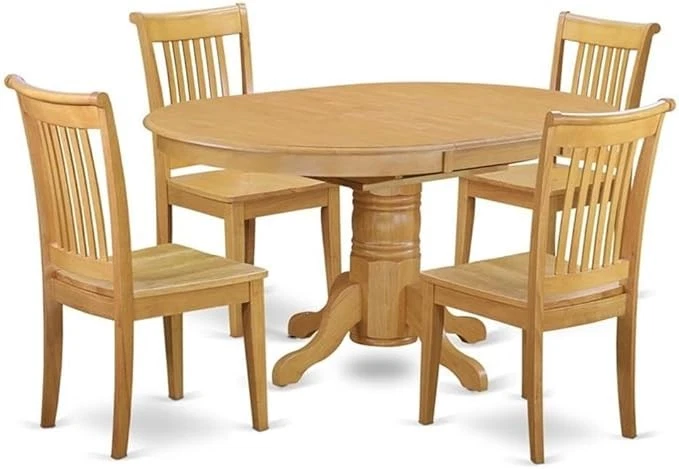 East West Furniture 5Pc Oval Dining Set with Butterfly Leaf & 4 Chairs — 第 1/1 张图片