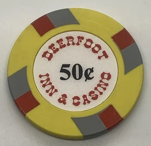 Deerfoot Inn & Casino $0.50 chip Calgary Alberta Canada Yellow Grey Red - Picture 1 of 3