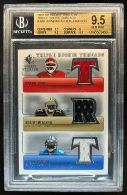 2007 SP Новичок Нити Calvin Johnson Robert Meachem Dwayne Bowe TRT-JMB BGS 9.5 - Изображение 1 из 2